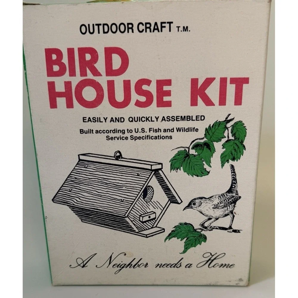 Vintage Bird House Kit Outdoor Craft retro typography Ad Graphic Hobby Collector